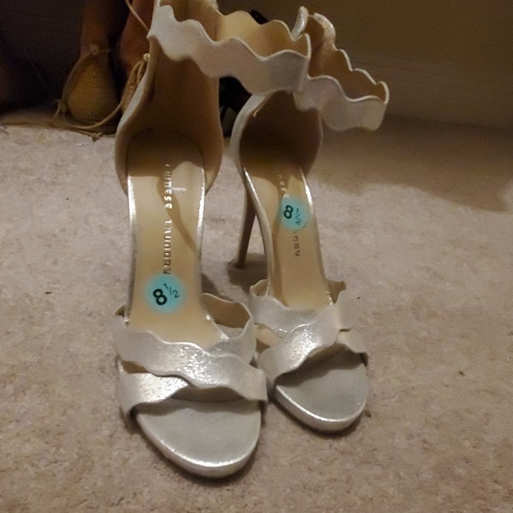 Silver Strappy Heels